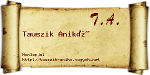 Tauszik Anikó névjegykártya